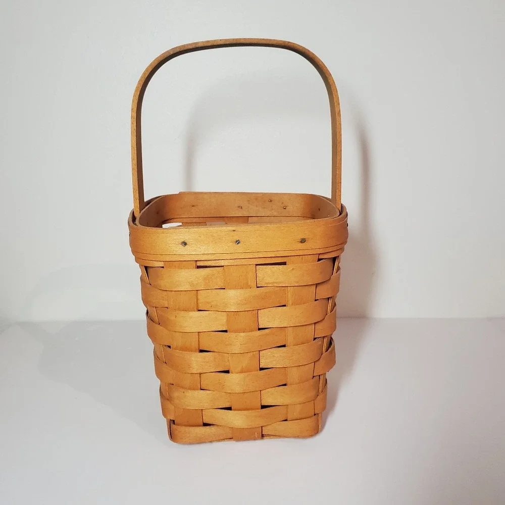 Longaberger tall narrow basket with handle 1996 - see description for dimensions